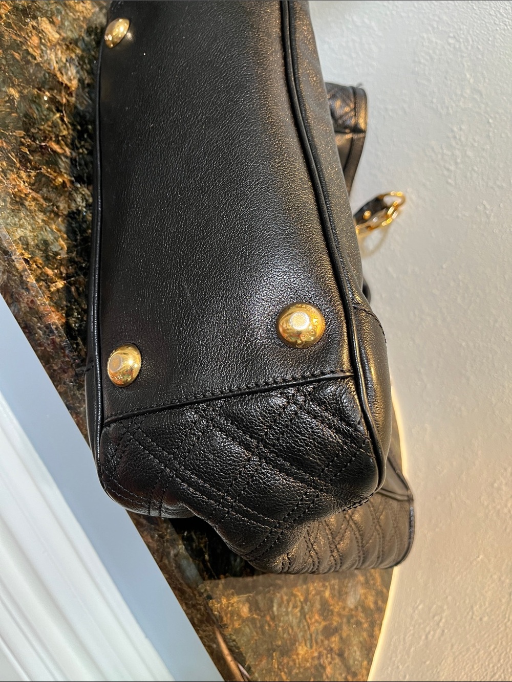 Marc Jacobs Black Quilted Leather Tote with Gold Chain Hardware - Picture 6 of 10
